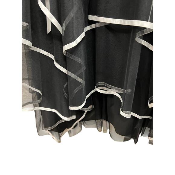 Blondie Nites VTG black white formal dress ruched bodice tier tulle skirt sz 3 - Picture 5 of 14